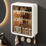 Wall Mounted Self-Adhesive Storage Cabinet with Doors (White)