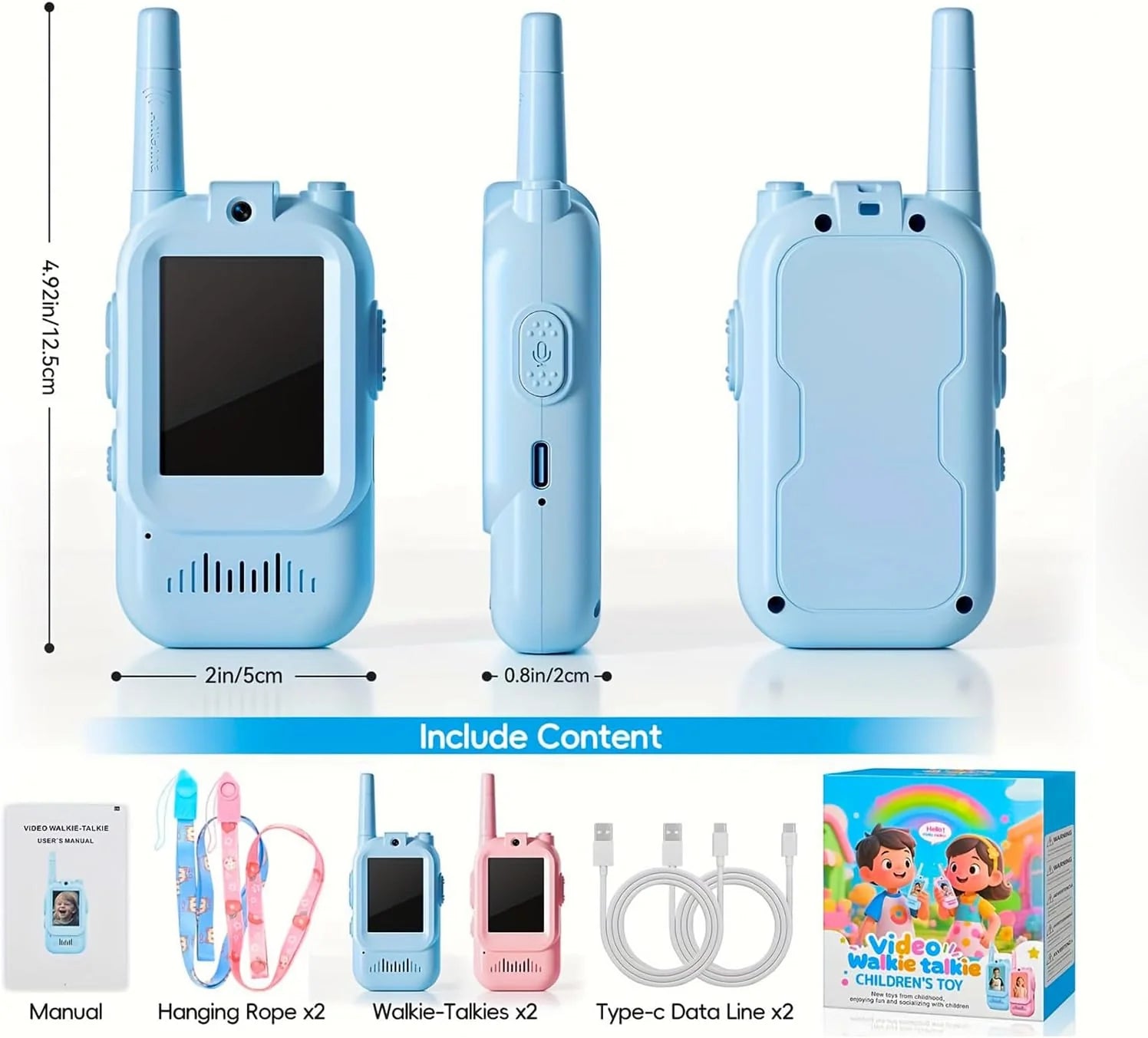 Kids Video Walkie Talkie Set (2-Pack) – Intercom with Camera & Screen