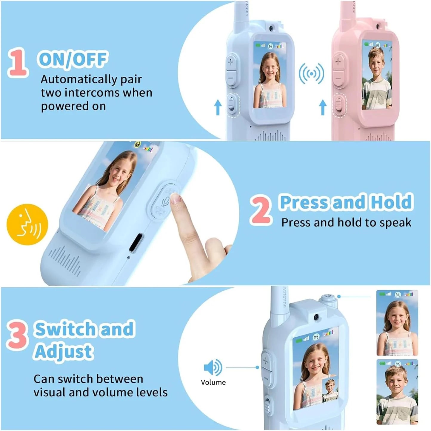 Kids Video Walkie Talkie Set (2-Pack) – Intercom with Camera & Screen