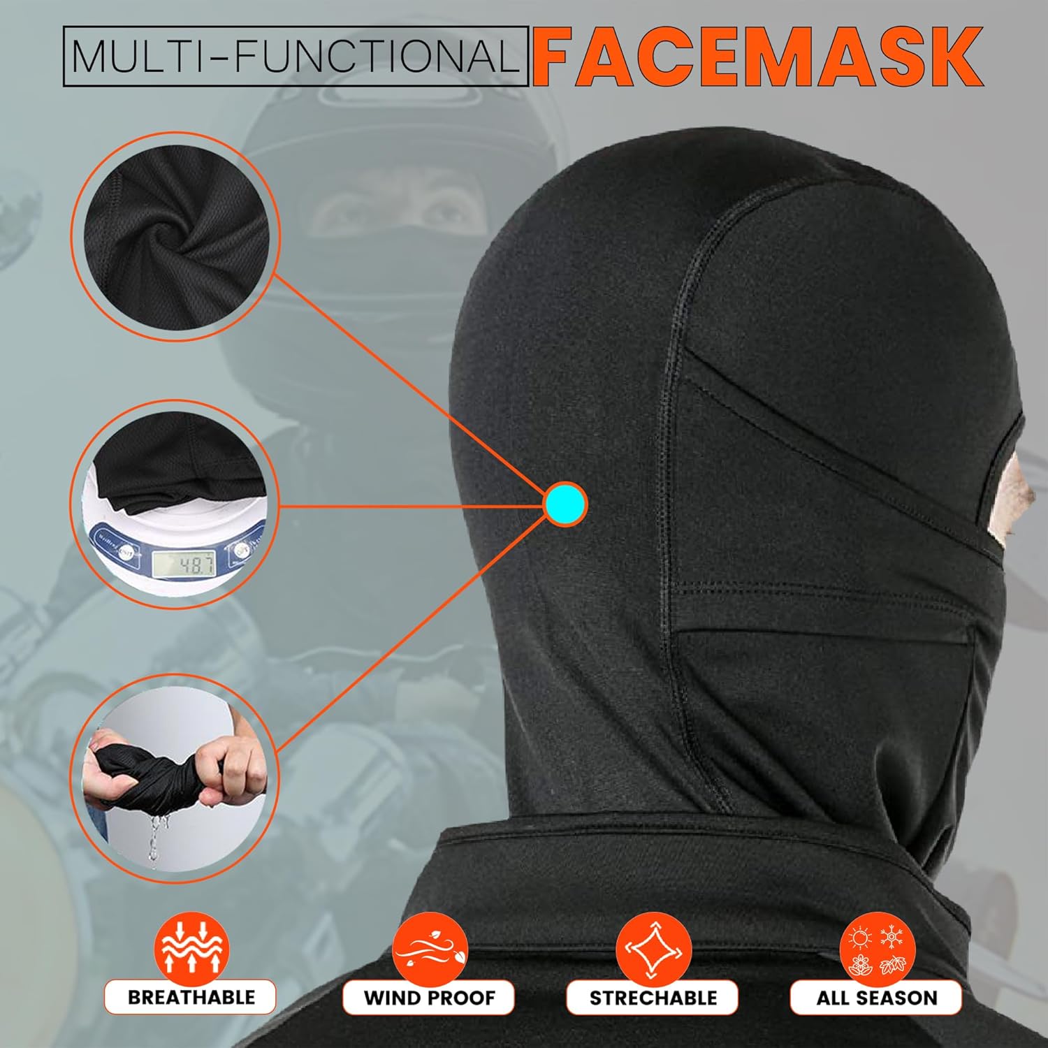 Full Face Protection Mask (Black - Free Size) + Free Gift